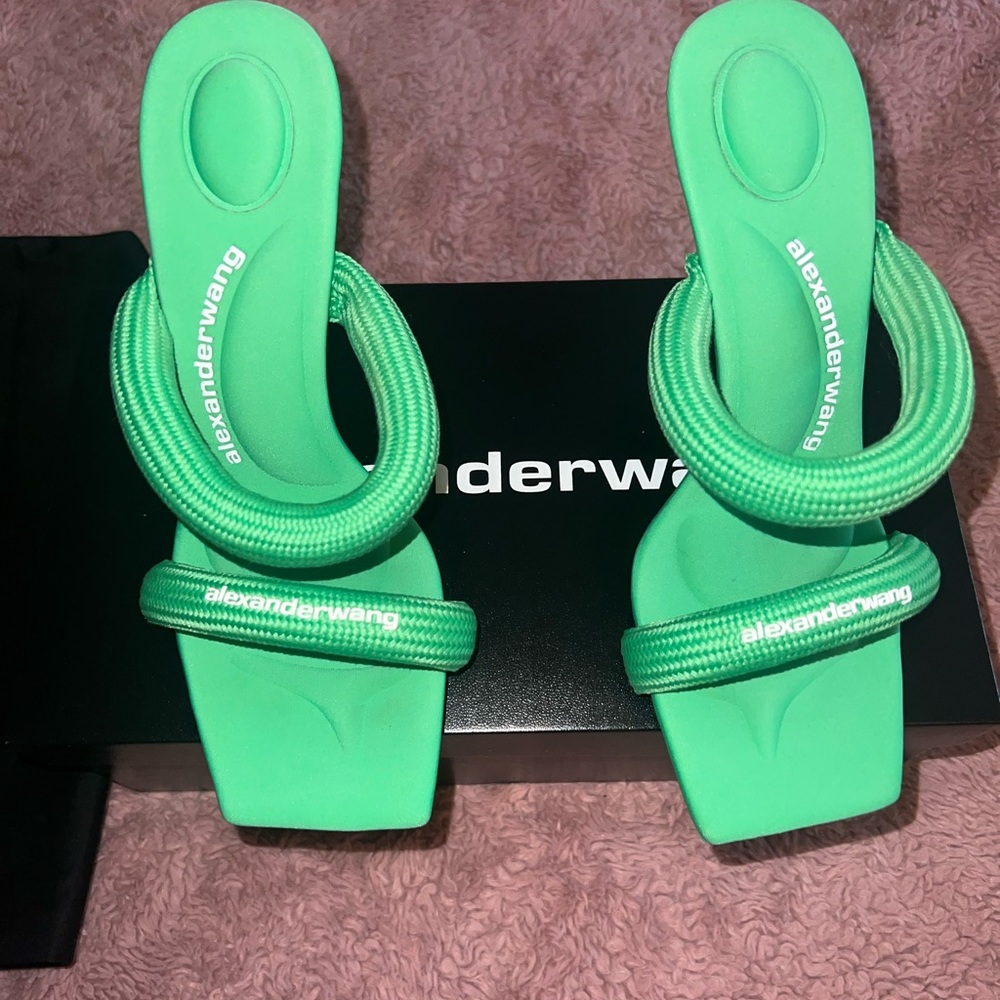 Alexander Wang Green Coiled Strap Heeled Sandals